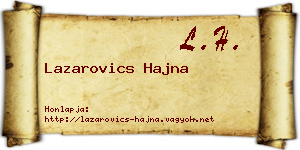 Lazarovics Hajna névjegykártya